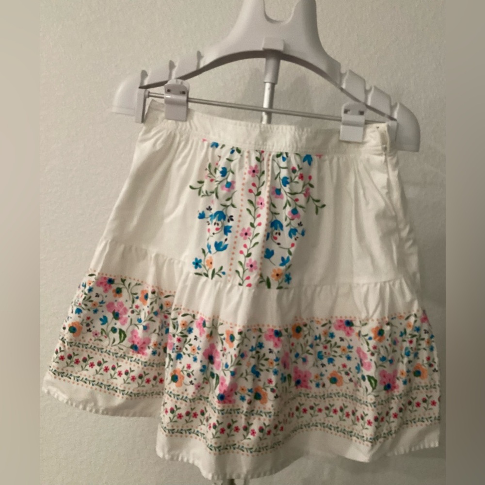 CeCe White Skirt with Colorful Floral Design